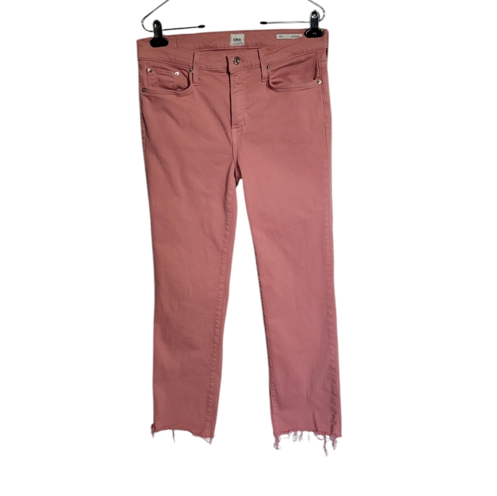 Edwin Bree Slim Straight Raw Hem Pink Jeans